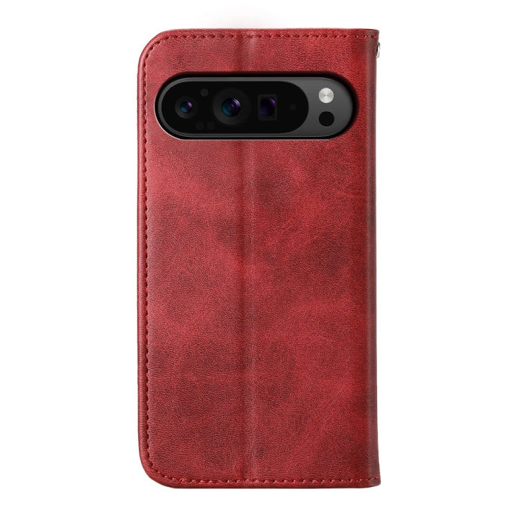 For Google Pixel 9 Pro Cubic Grid Calf Texture Magnetic Leather Phone Case(Red) by buy2fix