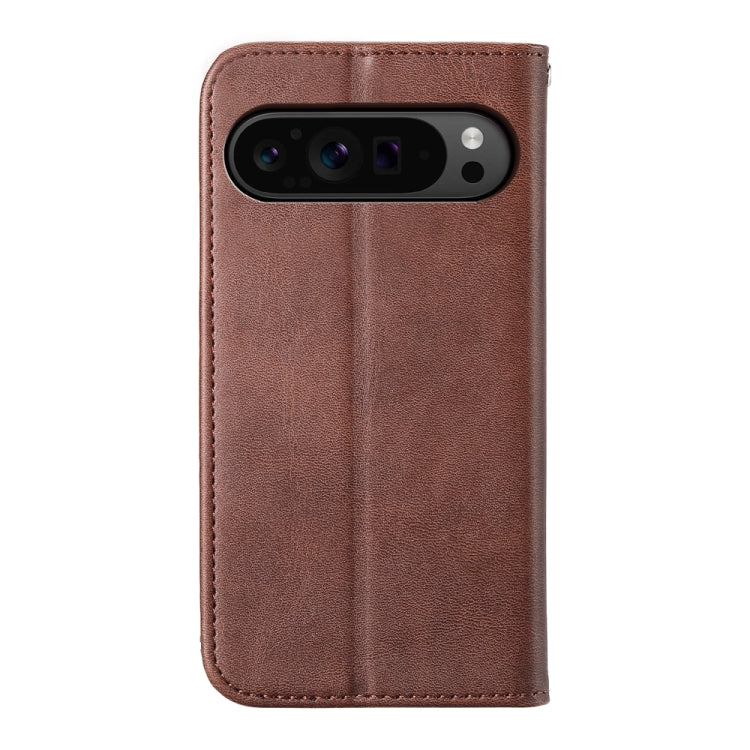 For Google Pixel 9 Pro Cubic Grid Calf Texture Magnetic Leather Phone Case(Brown) by buy2fix