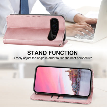 For Google Pixel 9 Pro Cubic Grid Calf Texture Magnetic Leather Phone Case(Rose Gold) by buy2fix