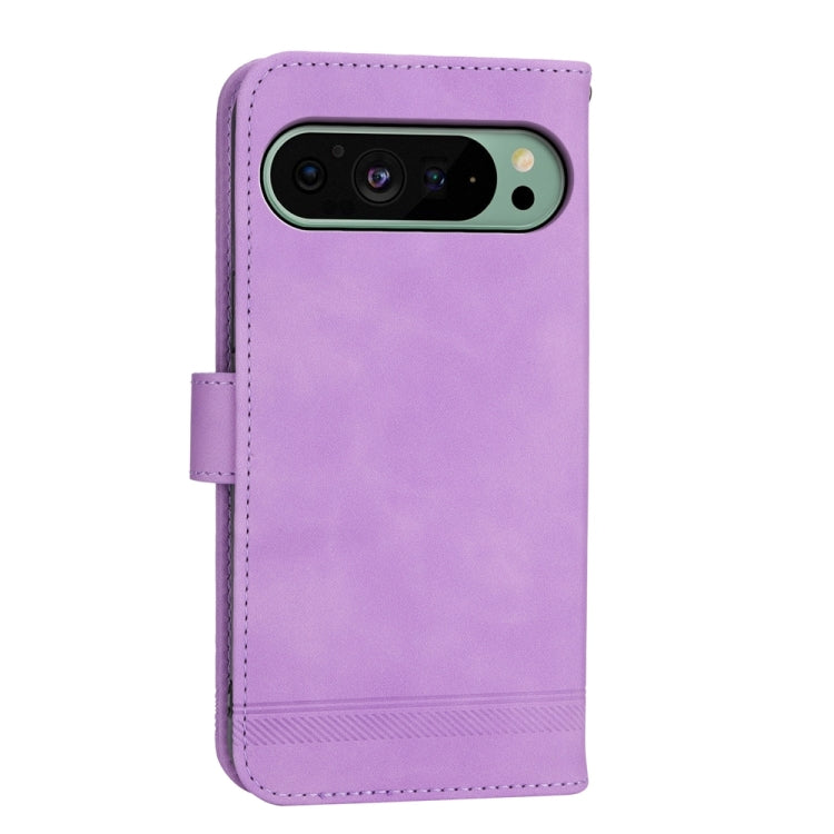 For Google Pixel 9 Dierfeng Dream Line TPU Hybrid PU Leather Phone Case(Purple) by buy2fix