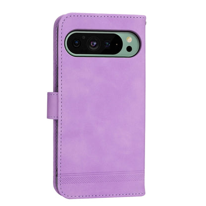 For Google Pixel 9 Dierfeng Dream Line TPU Hybrid PU Leather Phone Case(Purple) by buy2fix