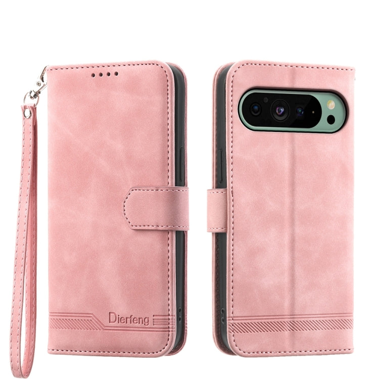 For Google Pixel 9 Dierfeng Dream Line TPU Hybrid PU Leather Phone Case(Pink) by buy2fix