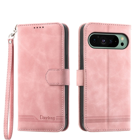 For Google Pixel 9 Dierfeng Dream Line TPU Hybrid PU Leather Phone Case(Pink) by buy2fix