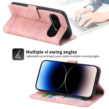 For Google Pixel 9 Dierfeng Dream Line TPU Hybrid PU Leather Phone Case(Pink) by buy2fix