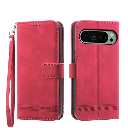 For Google Pixel 9 Dierfeng Dream Line TPU Hybrid PU Leather Phone Case(Red) by buy2fix