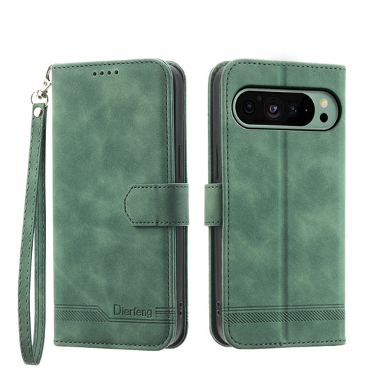 For Google Pixel 9 Dierfeng Dream Line TPU Hybrid PU Leather Phone Case(Green) by buy2fix