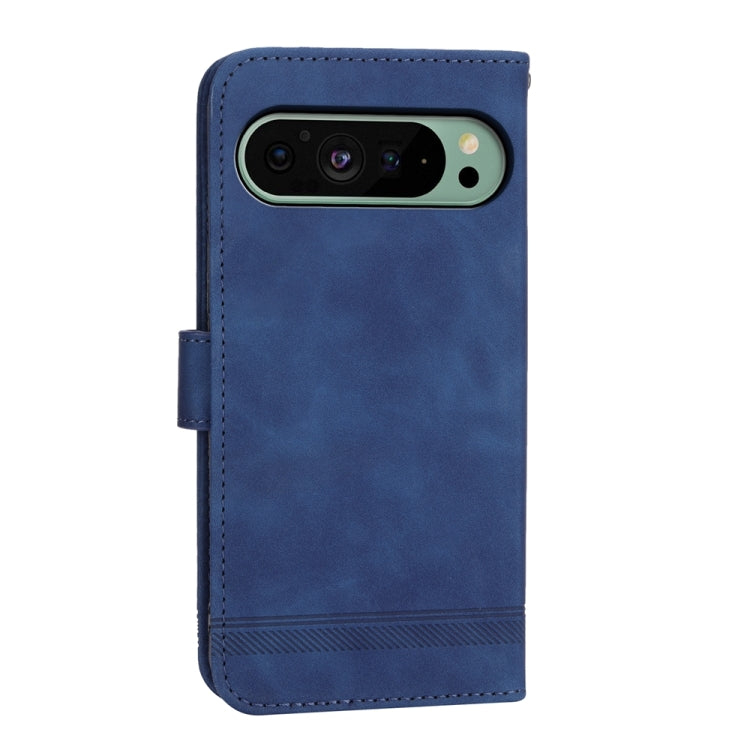 For Google Pixel 9 Dierfeng Dream Line TPU Hybrid PU Leather Phone Case(Blue) by buy2fix