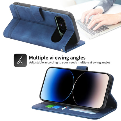 For Google Pixel 9 Dierfeng Dream Line TPU Hybrid PU Leather Phone Case(Blue) by buy2fix