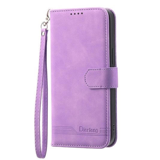 For Google Pixel 9 Pro Dierfeng Dream Line TPU Hybrid PU Leather Phone Case(Purple) - Google Cases by buy2fix | Online Shopping UK | buy2fix