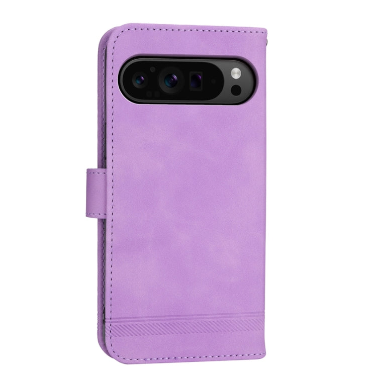 For Google Pixel 9 Pro Dierfeng Dream Line TPU Hybrid PU Leather Phone Case(Purple) - Google Cases by buy2fix | Online Shopping UK | buy2fix