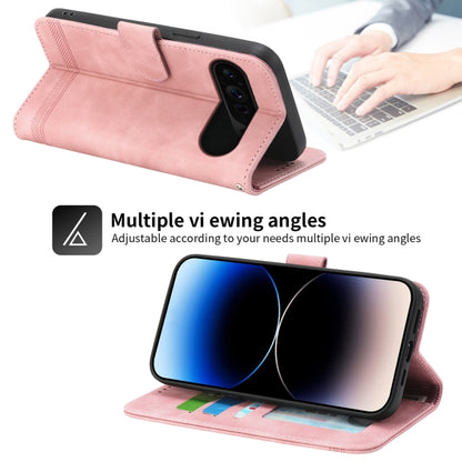 For Google Pixel 9 Pro Dierfeng Dream Line TPU Hybrid PU Leather Phone Case(Pink) by buy2fix