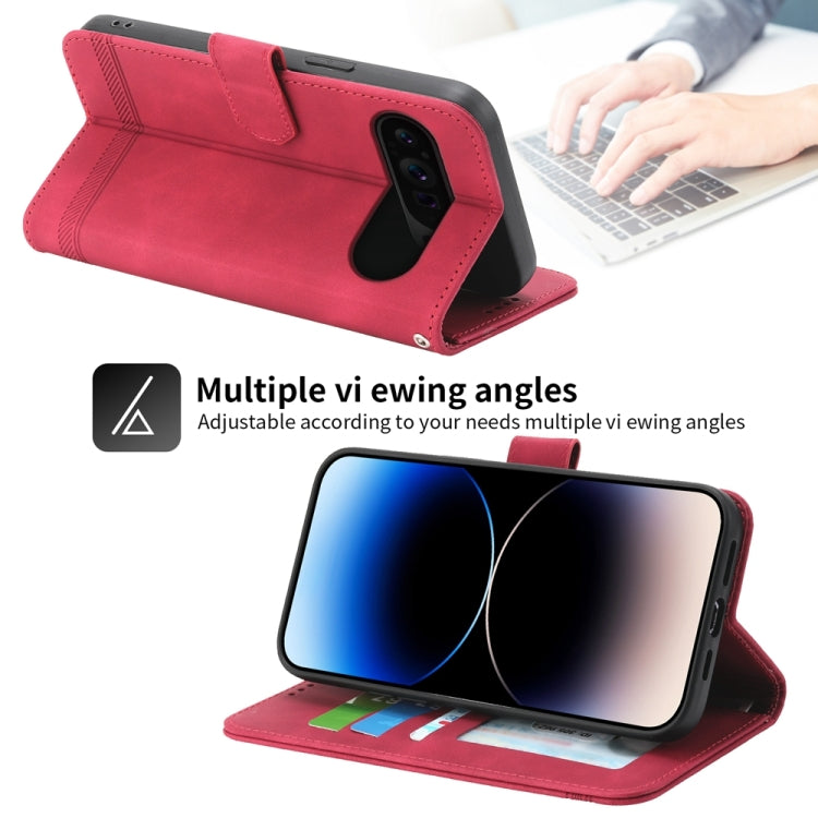 For Google Pixel 9 Pro Dierfeng Dream Line TPU Hybrid PU Leather Phone Case(Red) by buy2fix