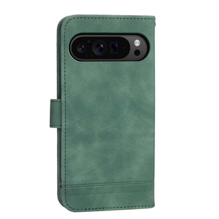 For Google Pixel 9 Pro Dierfeng Dream Line TPU Hybrid PU Leather Phone Case(Green) by buy2fix