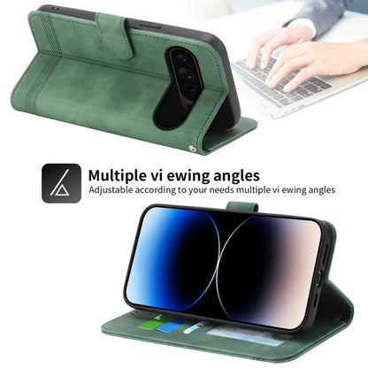 For Google Pixel 9 Pro Dierfeng Dream Line TPU Hybrid PU Leather Phone Case(Green) by buy2fix