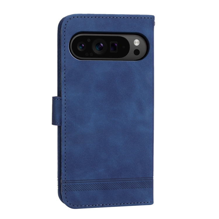 For Google Pixel 9 Pro Dierfeng Dream Line TPU Hybrid PU Leather Phone Case(Blue) by buy2fix