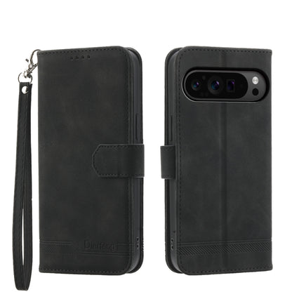 For Google Pixel 9 Pro Dierfeng Dream Line TPU Hybrid PU Leather Phone Case(Black) by buy2fix