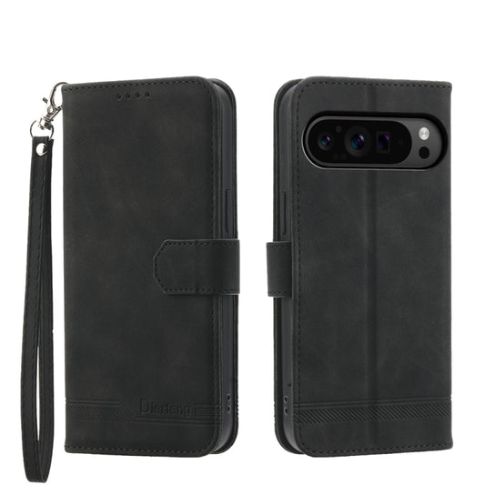 For Google Pixel 9 Pro Dierfeng Dream Line TPU Hybrid PU Leather Phone Case(Black) by buy2fix