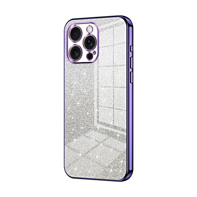 For iPhone 16 Pro Max Gradient Glitter Powder Electroplated Phone Case(Purple) by buy2fix