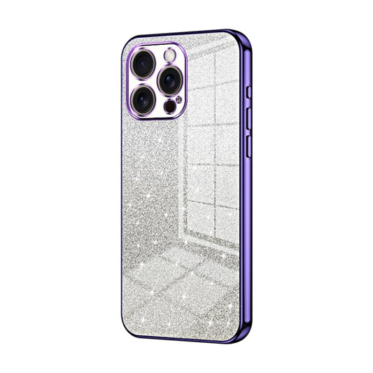 For iPhone 16 Pro Max Gradient Glitter Powder Electroplated Phone Case(Purple) by buy2fix