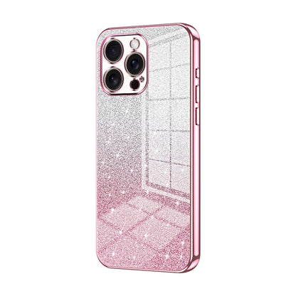 For iPhone 16 Pro Max Gradient Glitter Powder Electroplated Phone Case(Pink) by buy2fix