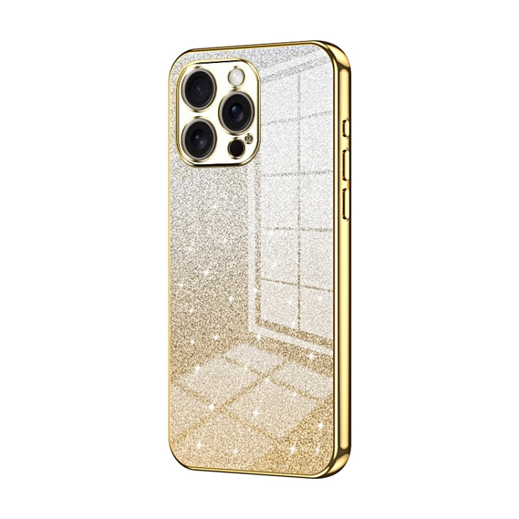 For iPhone 16 Pro Max Gradient Glitter Powder Electroplated Phone Case(Gold) by buy2fix