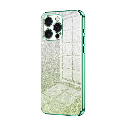 For iPhone 16 Pro Max Gradient Glitter Powder Electroplated Phone Case(Green) by buy2fix