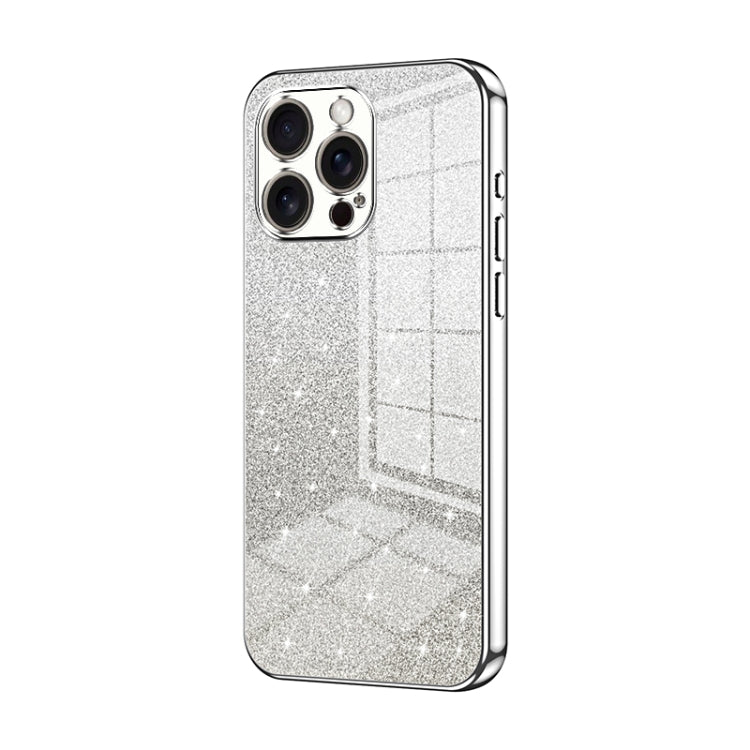 For iPhone 16 Pro Max Gradient Glitter Powder Electroplated Phone Case(Silver) by buy2fix