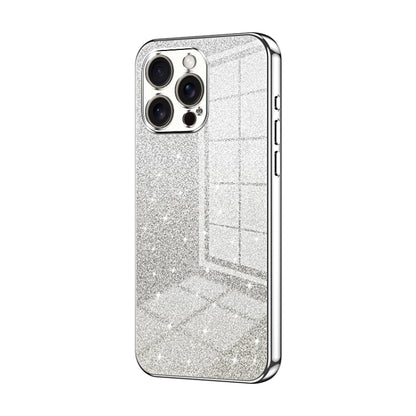 For iPhone 16 Pro Max Gradient Glitter Powder Electroplated Phone Case(Silver) by buy2fix