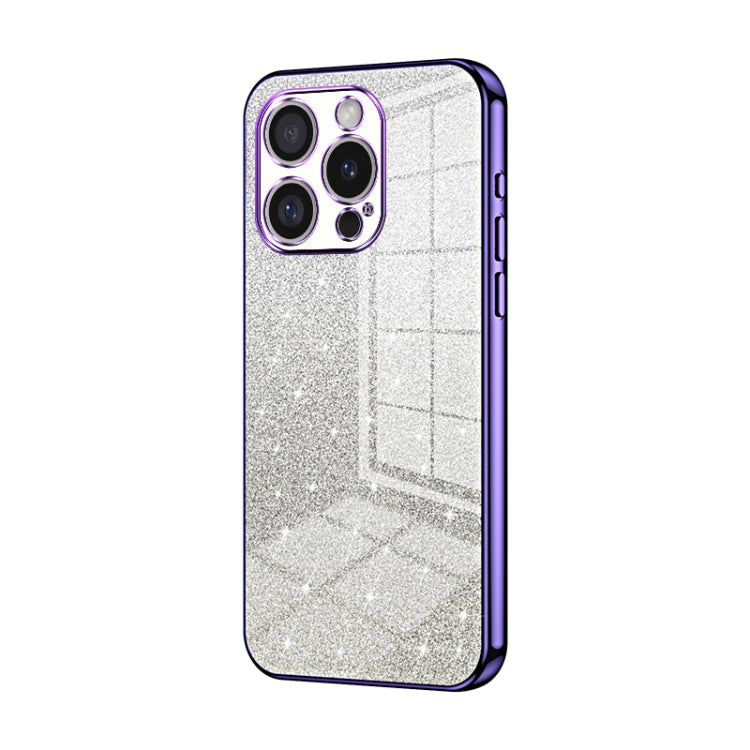 For iPhone 16 Pro Gradient Glitter Powder Electroplated Phone Case(Purple) by buy2fix