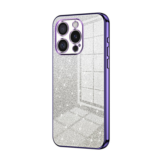 For iPhone 16 Pro Gradient Glitter Powder Electroplated Phone Case(Purple) by buy2fix