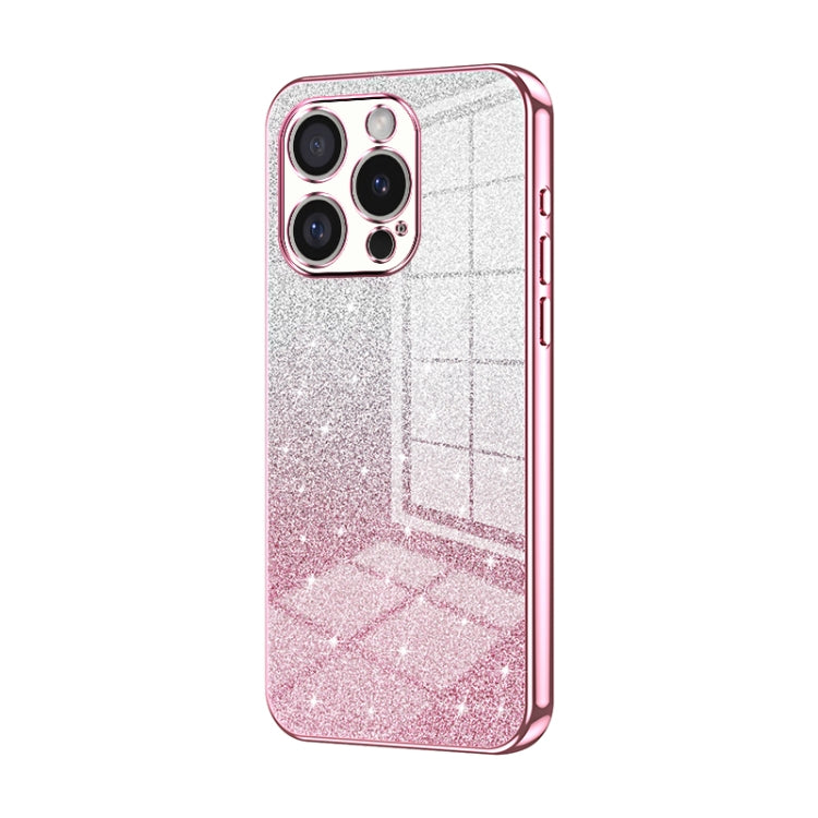 For iPhone 16 Pro Gradient Glitter Powder Electroplated Phone Case(Pink) by buy2fix