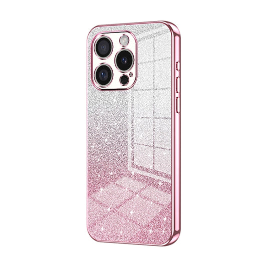 For iPhone 16 Pro Gradient Glitter Powder Electroplated Phone Case(Pink) by buy2fix