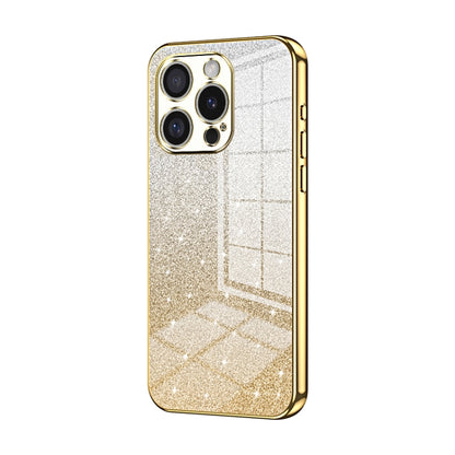 For iPhone 16 Pro Gradient Glitter Powder Electroplated Phone Case(Gold) by buy2fix