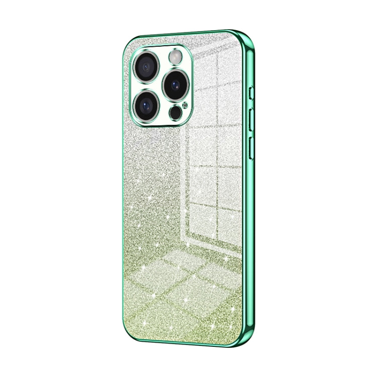 For iPhone 16 Pro Gradient Glitter Powder Electroplated Phone Case(Green) by buy2fix