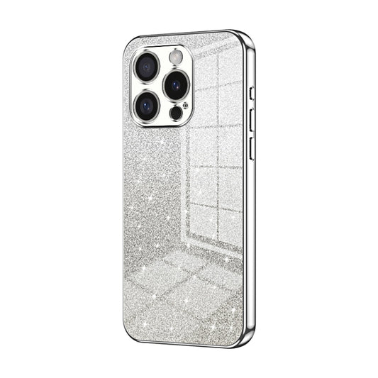 For iPhone 16 Pro Gradient Glitter Powder Electroplated Phone Case(Silver) by buy2fix
