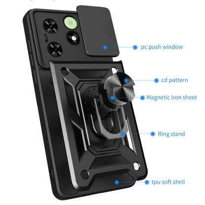 For Tecno Spark Go 2024 / Spark 20 Sliding Camera Cover Design TPU+PC Phone Case(Black) by buy2fix