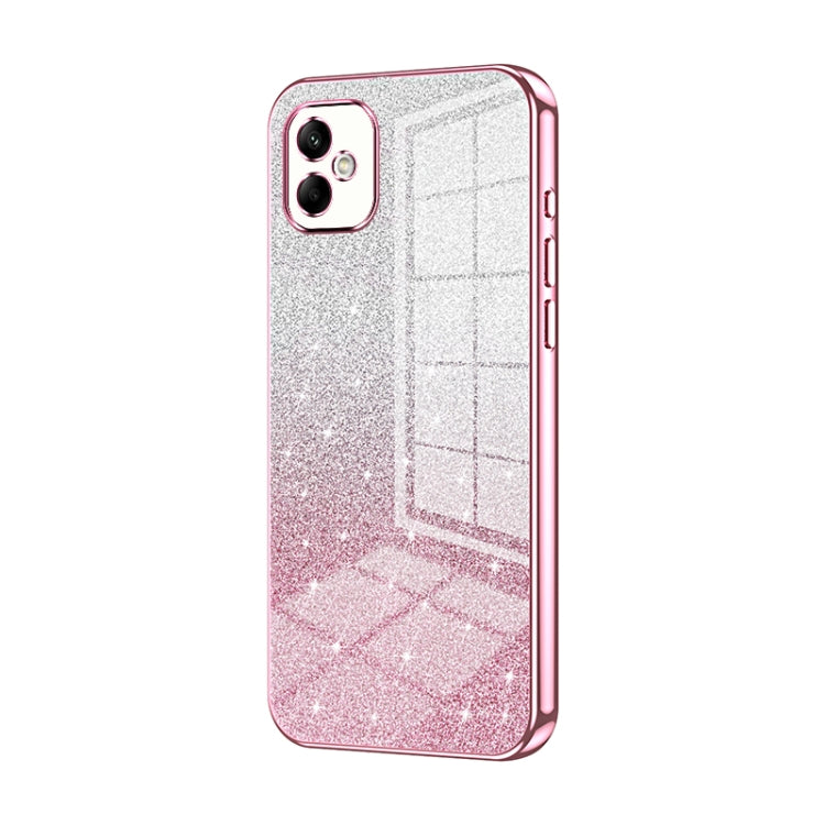 For Samsung Galaxy A05 Gradient Glitter Powder Electroplated Phone Case(Pink) by buy2fix