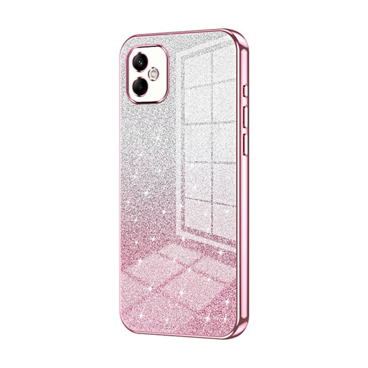 For Samsung Galaxy A05 Gradient Glitter Powder Electroplated Phone Case(Pink) by buy2fix