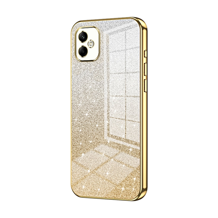 For Samsung Galaxy A05 Gradient Glitter Powder Electroplated Phone Case(Gold) by buy2fix
