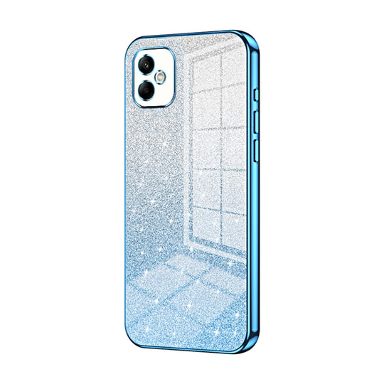 For Samsung Galaxy A05 Gradient Glitter Powder Electroplated Phone Case(Blue)