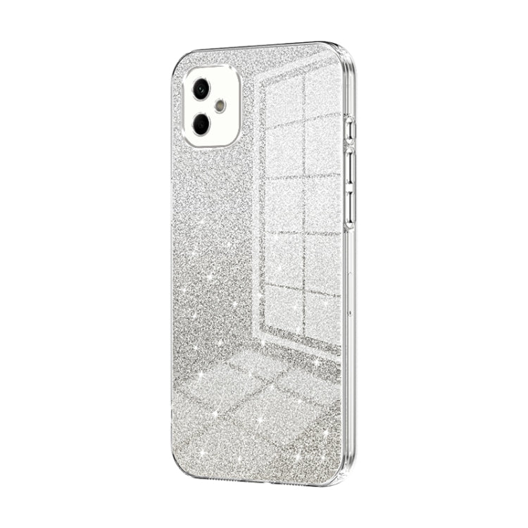 For Samsung Galaxy A05 Gradient Glitter Powder Electroplated Phone Case(Transparent) by buy2fix