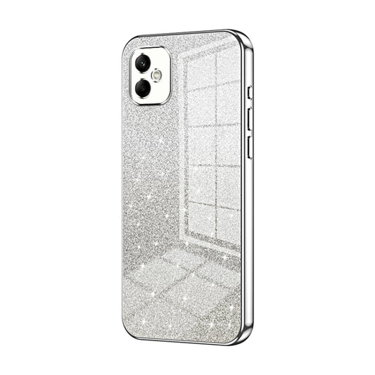 For Samsung Galaxy A05 Gradient Glitter Powder Electroplated Phone Case(Silver) by buy2fix