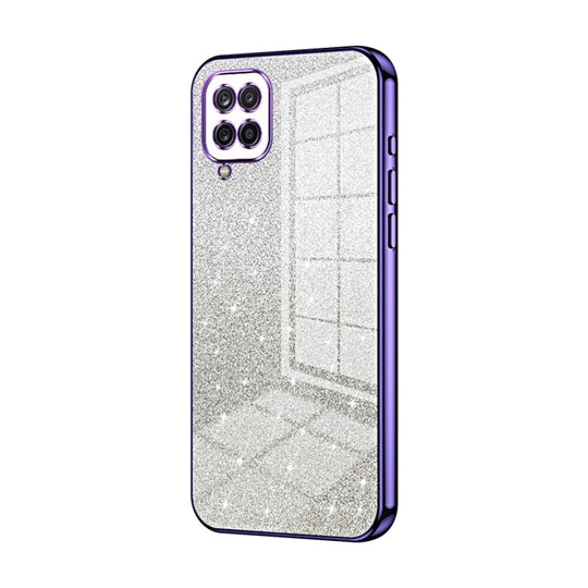 For Samsung Galaxy A12 4G / 5G Gradient Glitter Powder Electroplated Phone Case(Purple)