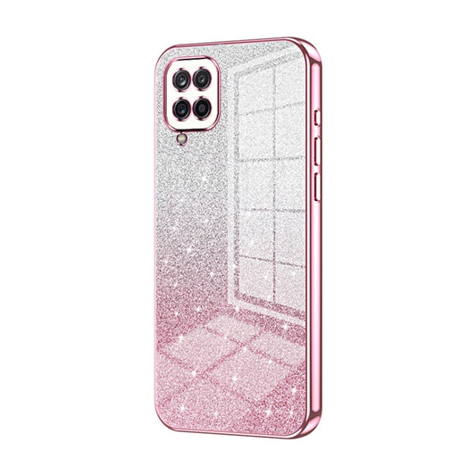 For Samsung Galaxy A12 4G / 5G Gradient Glitter Powder Electroplated Phone Case(Pink) by buy2fix