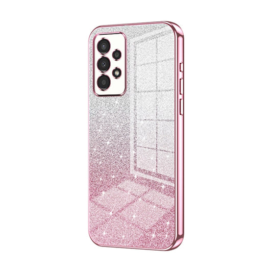 For Samsung Galaxy A13 4G Gradient Glitter Powder Electroplated Phone Case(Pink) by buy2fix