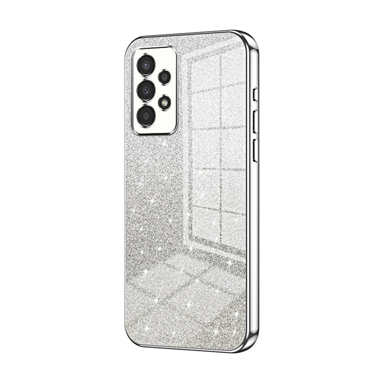 For Samsung Galaxy A13 4G Gradient Glitter Powder Electroplated Phone Case(Silver) by buy2fix