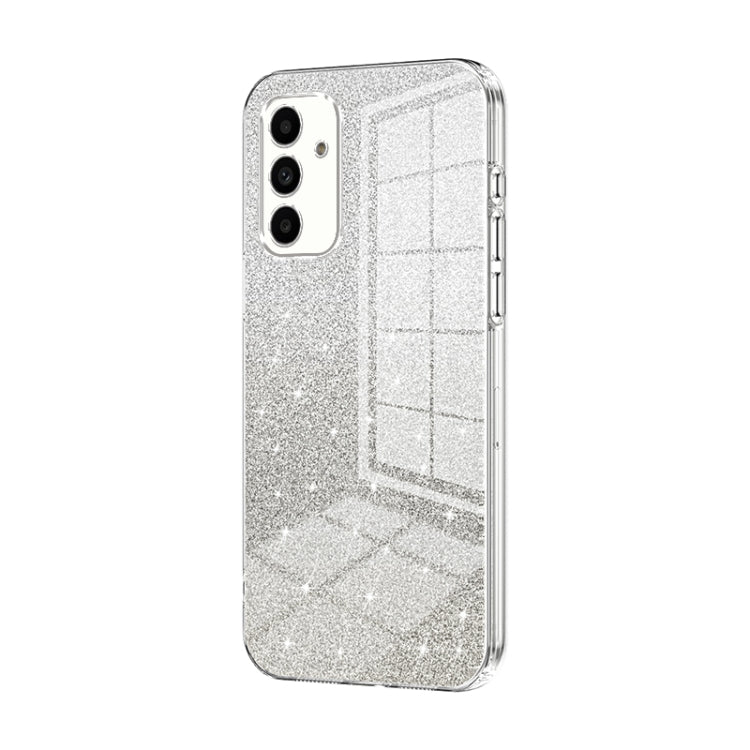 For Samsung Galaxy A13 5G / A04s Gradient Glitter Powder Electroplated Phone Case(Transparent) by buy2fix