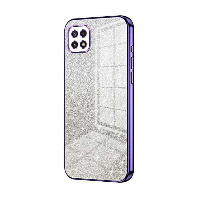 For Samsung Galaxy A22 5G / A22s Gradient Glitter Powder Electroplated Phone Case(Purple) by buy2fix