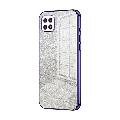 For Samsung Galaxy A22 5G / A22s Gradient Glitter Powder Electroplated Phone Case(Purple) by buy2fix