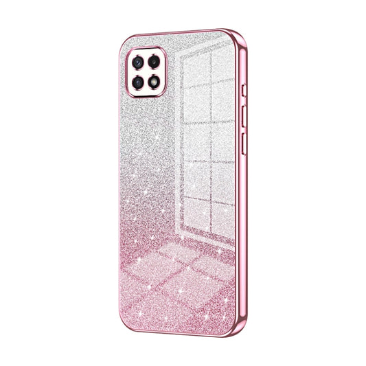 For Samsung Galaxy A22 5G / A22s Gradient Glitter Powder Electroplated Phone Case(Pink) by buy2fix